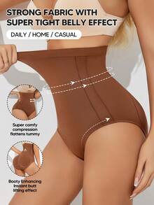 1件装女士无缝高腰塑身内裤，收腹提臀瘦身内衣，适合叠穿