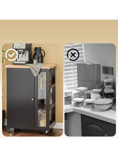 SoBuy FKW75 SCH, Kitchen Storage Trolley Serving Cabinet Tier Side Shelves, Zwart view 11