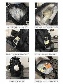 Multifunctional Backpack Waterproof Separation Design Weekender Bag, Large Capacity Casual Travel Gym Hiking Backpack With Dry Wet Compartment, Peach Tree - Multicolor - View 4