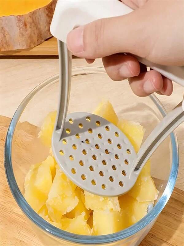 White PP Manual Potato Masher With Non-Slip Handle, Washable Kitchen Vegetable Crusher, Fruit Juicer, Potato Ricer, Vegetable Shredder For Cooking & Dining, Easy Kitchen Tool