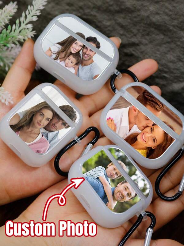 Funda protectora personalizada para auriculares con foto, estuche para auriculares con retrato familiar personalizado, estuche para auriculares con foto de pareja personalizado, regalos personalizables para cumpleaños, bodas, ceremonias de graduación, aniversarios, regalos del Día de San Valentín, llave, decoraciones para mochilas, dormitorios, oficinas, adecuado para mascotas, arte personal con fotos, hermanas, damas de honor, novia y novio