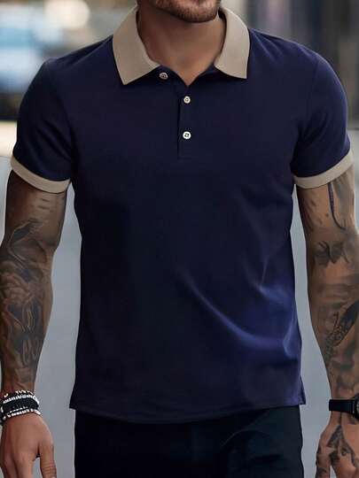 Męska Lato 2025 Nowa Solidna Koszulka Polo Z Krótkim Rękawem Casual Commuter