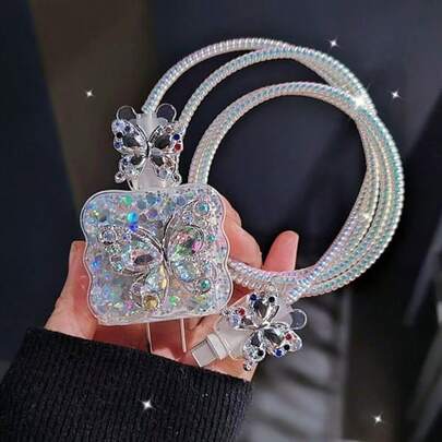 3D蝴蝶结/爱心/星星图案充电器保护套，数据线保护套，兼容 16 Pro Max，兼容 16/15/14/13，支持18/20W快充，防摔设计，送给男朋友/女朋友的礼物
