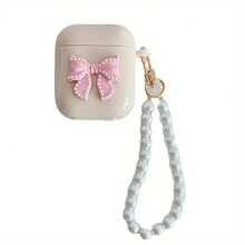 3D Pink Bow/Flower Soft Case Compatible With Apple Pro 3/4th Gen, Pro 2 Protective Cover, Suitable For Wireless Earphones, Holiday Gift - Pearl Pink Bow - View 5