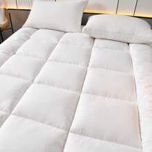 Protector de colchón de hotel blanco - Colchón ultra suave y amigable con la piel de 2.36-3.2 pulgadas de grosor, almohadilla esponjosa y transpirable para tatami, dormitorio y campamento - Diseño antideslizante de temporada todo terreno con respaldo antideslizante