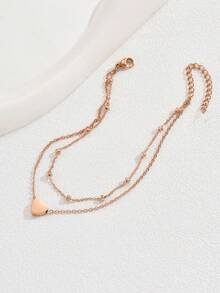 1 件时尚玫瑰金镀不锈钢脚链 - 玫瑰金 - 查看 3