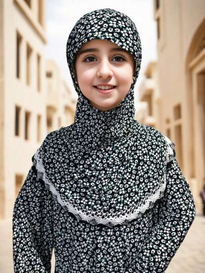 Lightweight Green Butterfly Printed Hair Wrap Scarf For Girls, Teenagers & Girl, Long Length For Daily Outdoor Use Or Home Wear