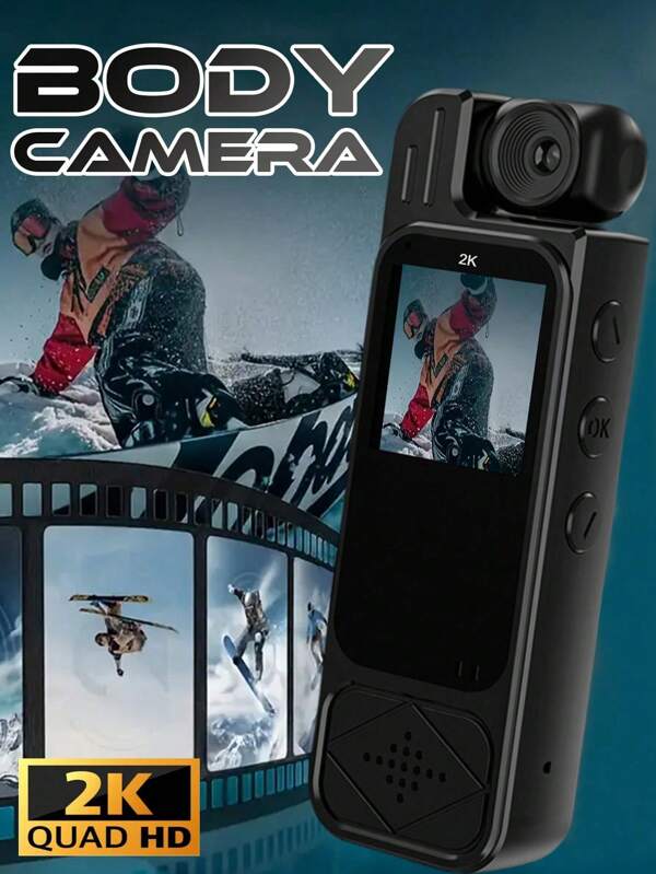2K/1080P Portable Clip-On Action Camera With IR Night Vision & LCD Screen - Handheld Pocket Camcorder For Outdoor Sports, Vlogging, Travel, HD Recording Accessories, Summer Outdoor Accessories, 1000mAh