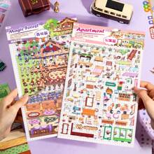 DIY 3D House Stickers, Fun DIY Stickers Scene, DIY Stickers Scene Make Your Own Favorite Cabin, For Pass The Time, Perfect For Winter, New Year