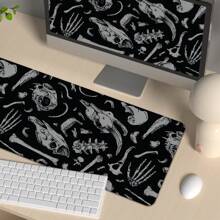 1pc Cool Skeleton Pattern Mouse Pad Abstract Art Desian Black Desk Mat Office Desk Large Gaming Mouse Pad - Extended, Thick, Non-Slip Rubber Desk Mat With Precision Stitched Edges - Washable & Durable