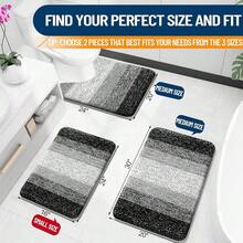 New OLANLY Bathroom Rug Set 2 Piece, Soft Absorbent Microfiber Bath Mats And U-Shaped Contour Toilet Rug, Non-Slip, Machine Wash Dry, Plush Shaggy Bath Mats For Bathroom (30"X20"+24"X20", Black) - 黑色 30 英寸 x 20 英寸 + U 形 24 英寸 x 20 英寸 - 查看 3