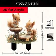 Adorable 2D Flat Acrylic Squirrel Garden Plaque, Suitable For Both Indoor And Outdoor Decoration. Ideal For Flower And Landscape Design, A Top Pick For Courtyards And Lawns, And A Must - Have For Creating Holiday Atmosphere.