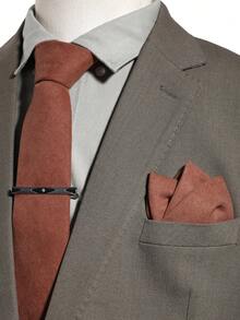 Set de 3 piezas para hombre que incluye corbata de unicolor de alta densidad de 1200 agujas con tacto suave y aterciopelado, pañuelo de bolsillo y clip para corbata / Set de pajarita, pañuelo de bolsillo y clip para corbata, adecuado para negocios, banquetes, fiestas, uso casual, versátil, verde menta/marrón/verde oscuro/rosa, corbata ancha verde