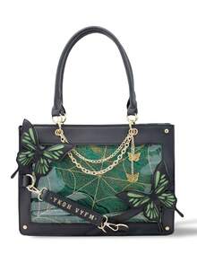 1 pieza Bolso de mujer de gran capacidad con decoración de cadena de mariposa estilo japonés, bolso gótico lolita con telaraña oscura, la mariposa es desmontable, bolso transparente con decoración de estilo lindo de chica, bolso punk, bolso de hombro de mujer estilo anime DIY, bolso de viaje, cartera de mujer, bolso de mujer, bolso cruzado de moda versátil de alta calidad, bolso Ita, adecuado para exhibir accesorios de anime, uso diario, escuela, fiesta, regalo - Multicolor - Ver 11