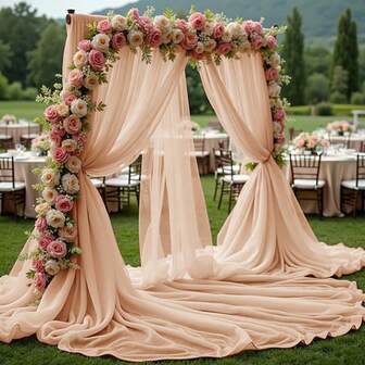 1pc Champagne Color Wedding Arch Drape Sheer Fabric Ceiling Drape, Suitable For Halloween, Christmas, Wedding Ceremony, Reception, Floral Decor, Gift, Home Decor, Birthday, Graduation, Party Decoration