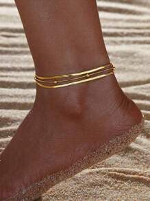 MONALLY 3 peças/conjunto banhado a ouro 18K elegante moda cobra osso bola corrente tornozeleiras de ouro para mulheres aço inoxidável jóias amizade presente de aniversário presente de dia das mães para férias de verão viagem praia festa