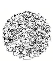SCXXBSW 110pcs Minimalist Cat Cartoon Doodle Stickers, Waterproof Decorative Stickers For Planner, Water Bottle, Notebook, Luggage - Multicolor - View 5
