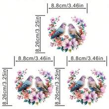 1/2/3 件时尚鸽子和花卉热转印贴纸 - 适用于 T 恤、连衣裙、背包 | 闪光效果