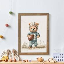 1 Tranh Gấu Thể Thao Ngộ Ngộ Trang Trí Tường Phòng Trẻ Em - 6 Mẫu Thiết Kế Đáng Yêu, Có/Không Khung | Tranh vẽ tay trên vải canvas hình động vật, phù hợp với trang trí phòng trẻ em tông màu trung tính, khung gỗ, dễ treo, trang trí phòng trẻ em chủ đề bóng chày, bóng đá, golf, thiết kế tông màu retro nhẹ nhàng, lựa chọn quà tặng tốt nhất - Nhiều màu - Xem 7