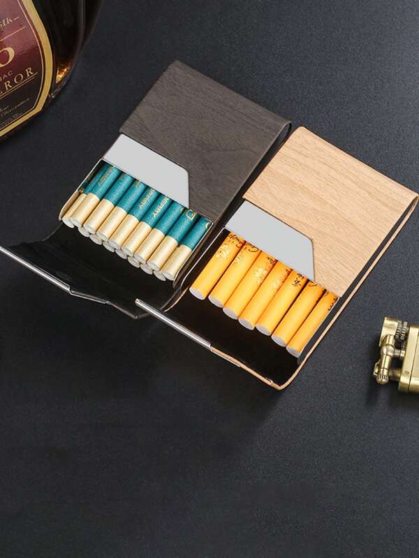 New Thin, Medium Thick Tube Flip Wood Grain Magnetic Smoking Box, Portable Smoking Box, Pressure Resistant And Moisture-Proof Men's Smoking Accessories