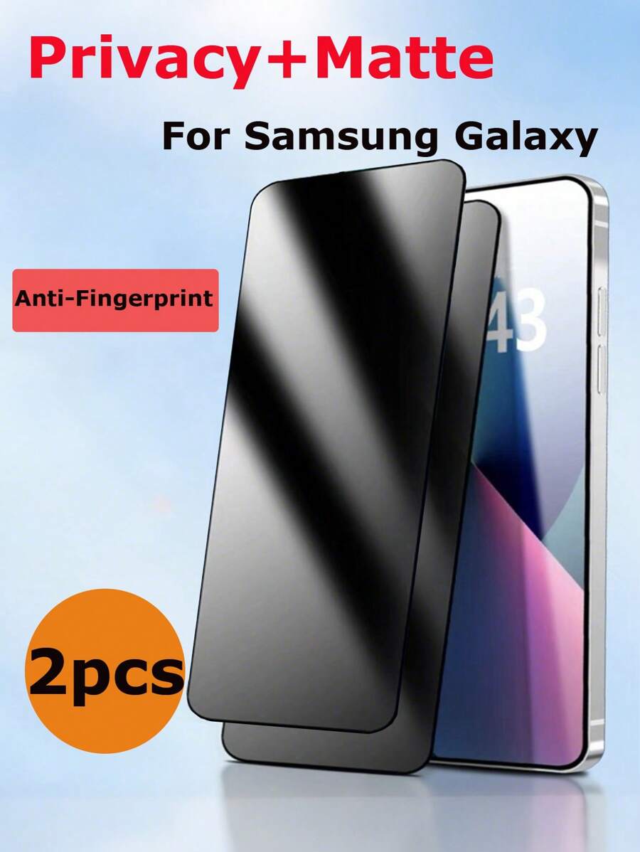 Yezodawee 2Pcs Matte Privacy Screen Protector Compatible With Samsung Galaxy Anti-Peep Matte Finish Tempered Films Compatible With Samsung A16/A06/A05/A15 4G Full Screen Anti-Glare A25/A35/A55 Mobile Phone Tempered Film A04/A14 4G Anti-Fall A34/A54 5G/A04E Protective Sticker A14 5G/A15 5G/A05S