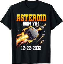 Asteroid 2024 Yr4 December 2032 Comet & Meteor Meteorite T-Shirt}AL Gifts For Wife - Black - View 1