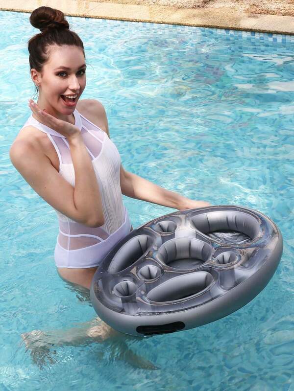 حامل كوب قابل للنفخ في الماء، رف مشروبات قابل للنفخ، وسادة كوب للاستخدام في المسابح، حامل أكواب طافية على سطح الماء، مناسب لحفلات العطلات مثل حمامات السباحة والشواطئ