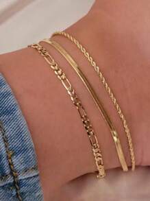 3 قطع/مجموعة من سلاسل الكاحل المضفرة والسلاسل بشكل الثعبان، مناسبة كهدايا للأصدقاء