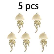 5pcs/10pcs Liquid Jellyfish Alloy Pendant, Suitable For Unisex Hiphop Necklace, Bracelet, Earring, Keychain, Bag Decoration, Summer Beach DIY Accessories, Charms For Jewelry Making, Suitable For Year-Round Wear, Great Gift For Women - Multicolor - View 6