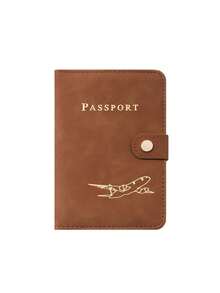 多卡位 PU 护照夹 - 按扣闭合，仿皮衬里，飞机图案护照夹，极简主义旅行配件 - 方便的文件存储和旅行用品，节日用品旅行用品旅行组织者旅行用品旅行钱包护照夹护照钱包海滩度假包夏季圣诞假期 - 彩色 - 查看 19