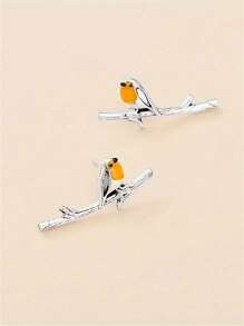 1 paire de boucles d'oreilles design branche et oiseau créatif, boucles d'oreilles mode style vintage et minimaliste pour femmes, cadeau parfait pour une fête