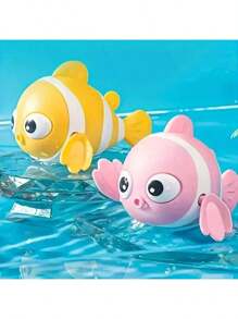 1 pieza Juguete de payaso de cuerda de colores, apropiado para niños y niñas, juguete de agua - Duradero ABS, excelente para el baño y juegos al aire libre, disponible en rosa, azul, amarillo - Regalo ideal para Halloween y Navidad, apropiado para bebés de 12M+, lindo pez que se arrastra para juegos de agua en la bañera, alberca, playa, juguete de baño para niños, regalos de cumpleaños