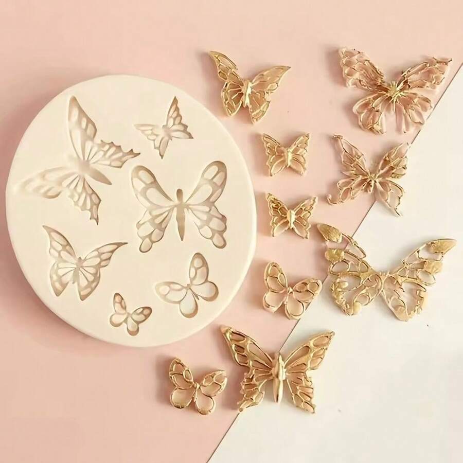 Oval Shape Butterfly Pattern Fondant Cake Baking Mold Chocolate Candy DIY Molds Cake Decoration Tools Kitchen Accessories - Multicolor - View 1