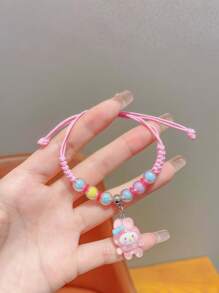 Sanrio Sanrio Hello Kitty Adjustable Woven Bracelet Handcrafted Cute Resin Pendant Jewelry, Suitable For Teenagers, Birthday Gifts For Best Friends, Anime Fashion Birthday, Easter Christmas Gifts.Friendship Bracelet,Girls Bracelets