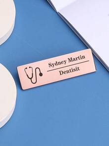 1pc Custom Engraved Name Badge Pin,Stainless Steel Name Tag Square Shape Badge For Managers And Professionals, Minimalist Design Business ID - Multicolor - View 13