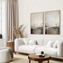 1 pièce/2 pièces Peinture abstrait paysagère neutre Affiche sur canevas minimaliste moderne pour décoration murale dans le salon, la chambre, le bureau, le dortoir. Cadre en option.