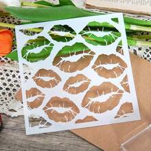 1pc Artistic Lip Design DIY Layering Stencils For Scrapbooking, Painting & Embossing - Reusable Plastic Craft Template,Back To School,School Supplies - Milky - View 6