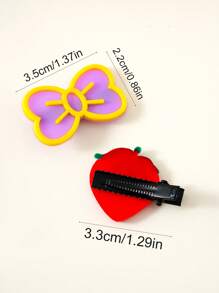 50 pièces de pinces à cheveux en argile souple colorée en forme de nœud papillon, clips de canard mignon et accessoires décoratifs pour cheveux en forme de fraise, convient pour un usage quotidien