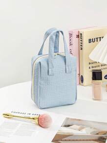 1 peça bolsa de higiene pessoal à prova d'água com vários compartimentos, bolsa para armazenamento de cosméticos, bolsa de higiene feminina casual com zíper, bolsa de maquiagem de grande capacidade, bolsa de cosméticos portátil para viagem com alça, bolsa organizadora moderna para cosméticos e cuidados com a pele, pincéis de maquiagem, esmaltes, presentes para amigos, irmãs, familiares e professores para o novo semestre, Dia dos Namorados, aniversário
