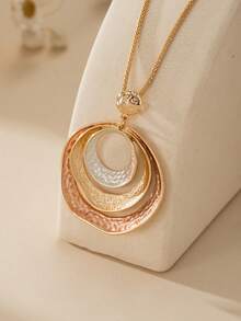 Cring Coco 可调节女士波西米亚吊坠项链 - 不对称镂空豹纹细节设计，绿色和金色珐琅颜色可选，锌合金首饰适合日常佩戴和派对、礼物、派对配饰，珐琅涂层 - 幾何 - 查看 11