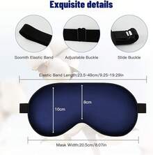 Silk Eye With Adjustable Strap, Satin Blackout Sleeping Men&Women, Comfortable Blindfold Eyeshade Night Sleep(Blue) - Blue - View 7