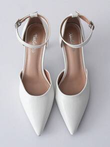 时尚新款女士高跟鞋，细高跟，尖头，白色镂空女鞋，圣诞冬季圣诞礼物 - 白色 - 查看 10