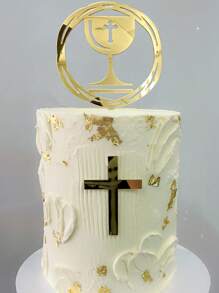 6Pcs(3sets) Cross Cake Topper Gold Acrylic For Baptism, Christening, Communion Cake Decor, Dessert Table Dress Up Supplies, Cake Decor Supplies, Baking Decor Supplies, Party Decor Supplies