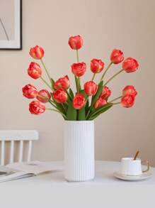 1pc Tulip Artificial Flowers, Real Touch Flower Pink Fake Flowers, Fake Tulip Flower Arrangement Bouquet Suitable For Home Office Wedding Decoration Artificial Plant Decoration