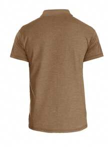 Chemise polo pour hommes grandes tailles avec col et poche, été - Kaki - Voir 5