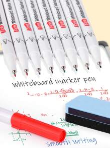 5pcs/6pcs Whiteboard Marker Pens, 0.5mm Fine Nib, Ideal For Writing On Whiteboards, Glass, Mirrors, Home, Office And School Supplies School Supplies,Back To School