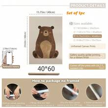 Cute Bear 1 Or 3 Nursery Wall Art Set: 3 PiecesForest Theme Nursery Decor With Hand Painted Brown Bears And Blush - Unisex Scandinavian Nursery Prints - Multicolor - View 27
