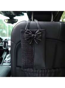 1pc Car Leather Car Seat Suspension Tissue Box Bow Universal Tissue Decoration Hanging Bag