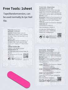 24pcs Long Almond French Nail Stickers Manicure Set, Medium Mushroom Pattern, Acrylic Material, Includes 1pc Jelly Gel And 1pc Nail File. Suitable For Women And Girls For Daily Work, Study And Party Use In Autumn/Winter. Complete Nail Care Kit. Nails Nail Supplies - Multicolor - View 6