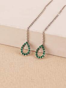 1对时尚简约水滴长耳环，流苏耳环，优雅个性的耳环，满满的水钻水滴，适合女性日常佩戴